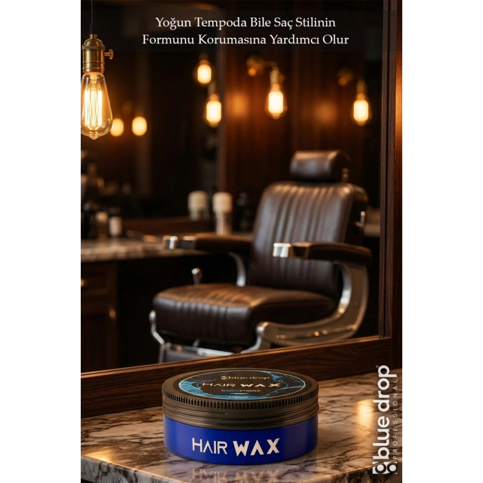 Blue Drop Professional Hair Wax – Mega Strong | Profesyonel Şekillendirme | Gün Boyu Kalıcı Etki 175 ml.