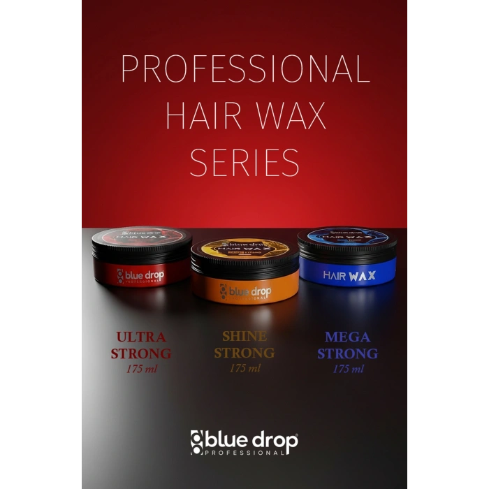 Blue Drop Professional Hair Wax – Mega Strong | Profesyonel Şekillendirme | Gün Boyu Kalıcı Etki 175 ml.