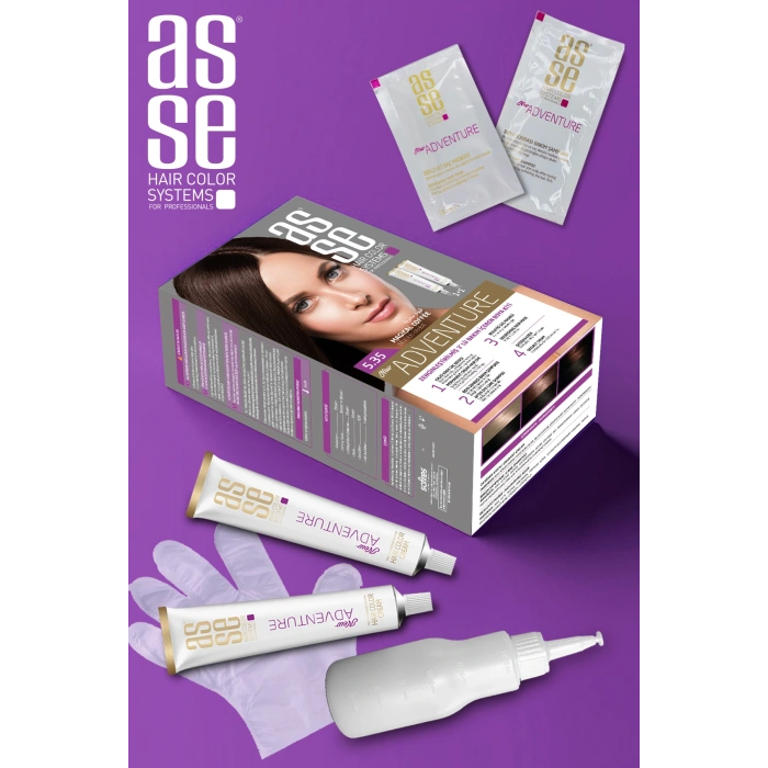 Asse Adventure Set Saç Boyası, Kalıcı ve Canlı Renkler 1+1 Kullanım Seti No5.35 Büyülü Kahve
