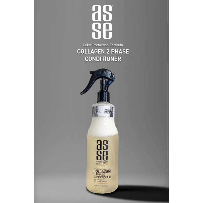 Asse Collagen Duo Phase Fön Suyu 400 ml - Isı ve Renk Koruyucu Parlaklık Veren Özel Saç Bakım Spreyi