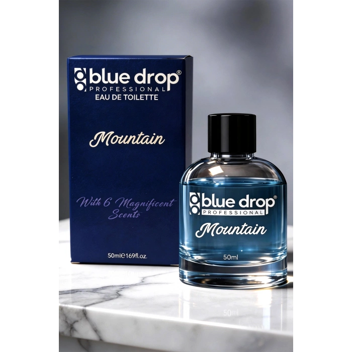 Blue Drop Mountain Premium Erkek Parfümü 50 ml – Kalıcı Erkek Kokusu. Kakao Açılışı, Bal ve Karamel, Vanilya ve Amber Notaları. İlk Anda Cesur. Zamanla Sıcak. Sonunda Unutulmaz.