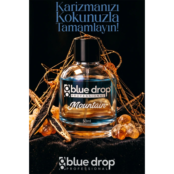 Blue Drop Mountain Premium Erkek Parfümü 50 ml – Kalıcı Erkek Kokusu. Kakao Açılışı, Bal ve Karamel, Vanilya ve Amber Notaları. İlk Anda Cesur. Zamanla Sıcak. Sonunda Unutulmaz.