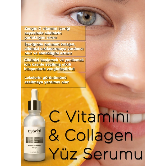 Ostwint C Vitamini & Collagen Yenileyici, Sıkılaştırıcı. Parlaklık Arttıcı, Leke Karştı Yüz Serumu