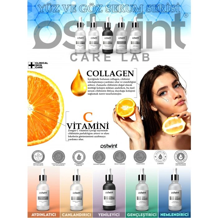 Ostwint C Vitamini & Collagen Yenileyici, Sıkılaştırıcı. Parlaklık Arttıcı, Leke Karştı Yüz Serumu