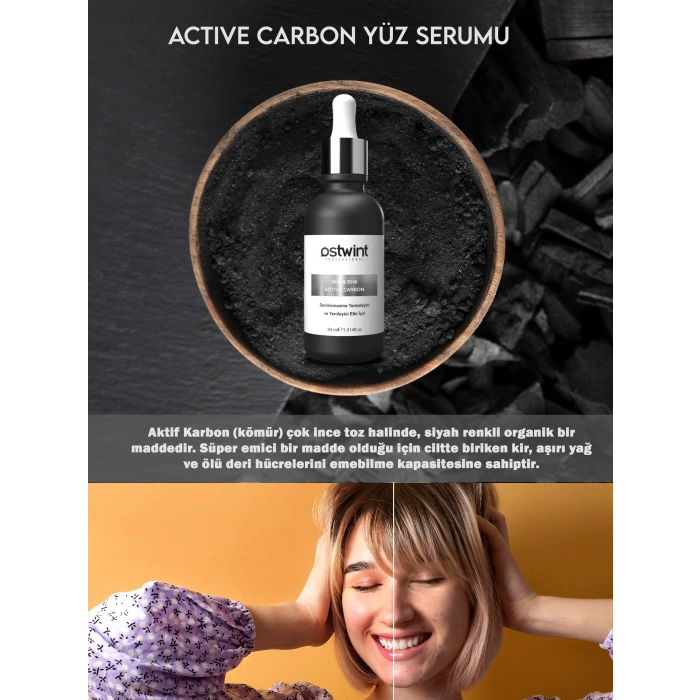 Ostwint Leke Karşıtı AHA+BHA Aktif Karbon Sivilce Ölü Hücre Yaşlanma Güneş Hasarı Karşıtı Yüz Serumu