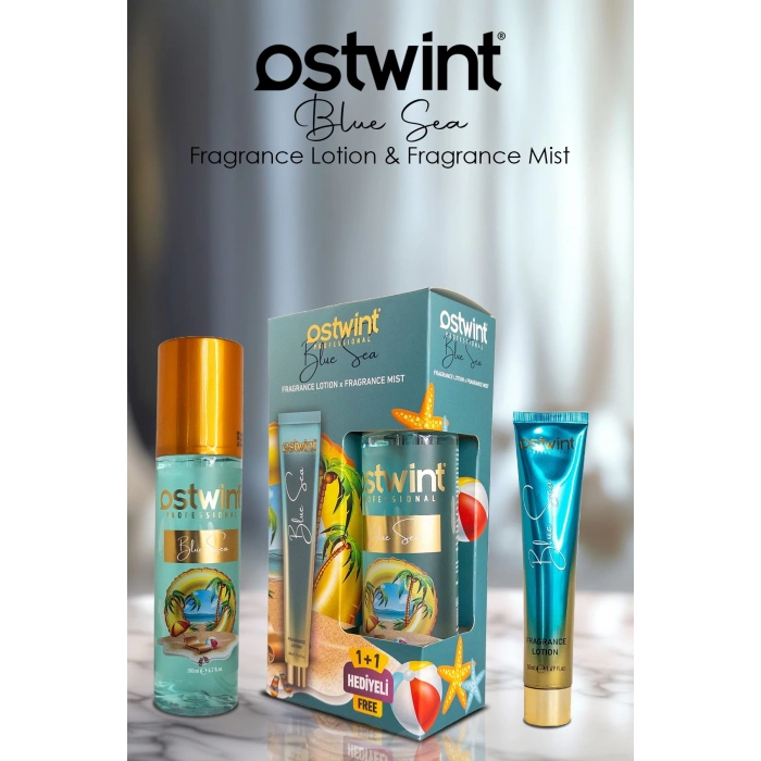 Ostwint Blue Sea Vücut Spreyi 200ml ve Vücut Kremi 50ml Set Ferahlatıcı Deniz Esintisi Çiçeksi Parfüm Kokusu