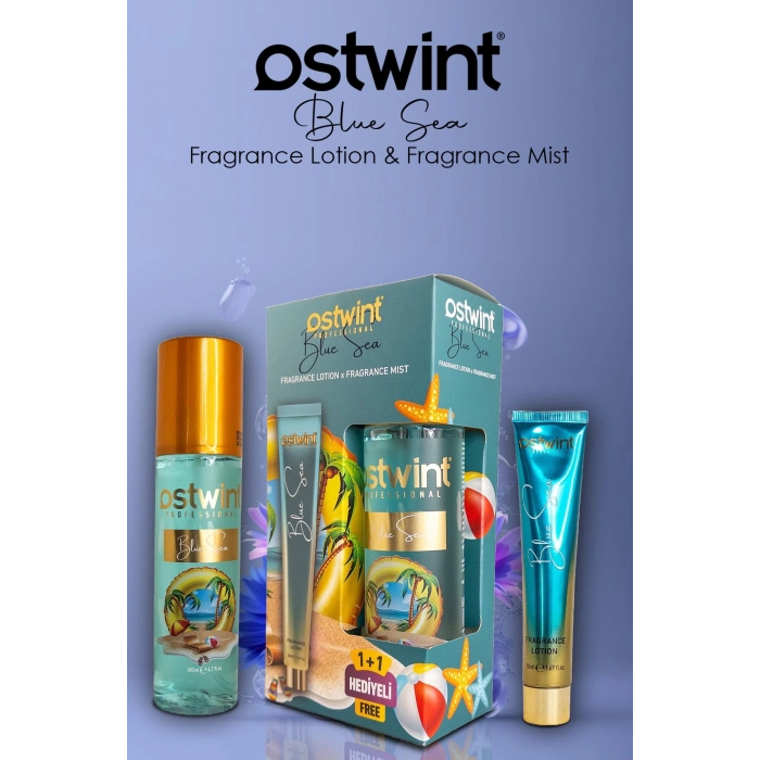 Ostwint Blue Sea Vücut Spreyi 200ml ve Vücut Kremi 50ml Set Ferahlatıcı Deniz Esintisi Çiçeksi Parfüm Kokusu