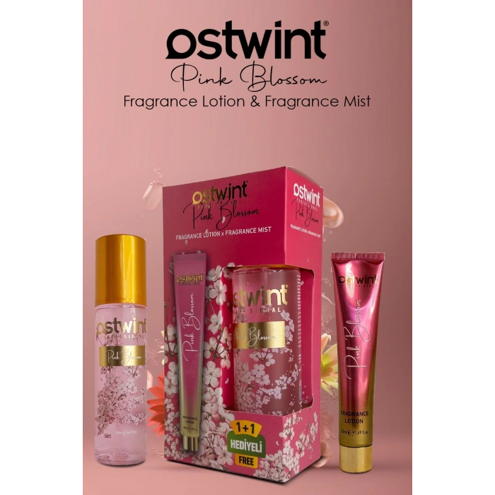 Ostwint Pink Blossom Vücut Spreyi 200ml & Vücut Kremi 50ml Set - Taze Çiçekler ve Çiçeksi Parfüm Kokusu