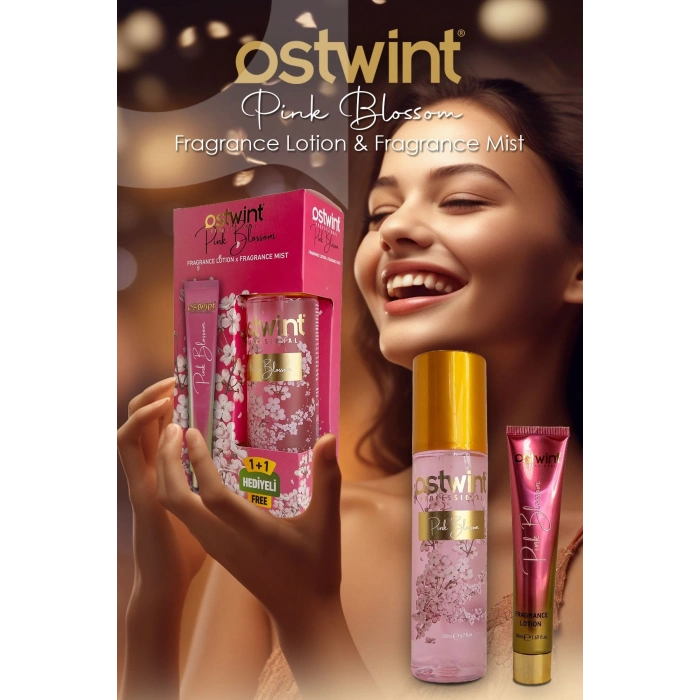 Ostwint Pink Blossom Vücut Spreyi 200ml & Vücut Kremi 50ml Set - Taze Çiçekler ve Çiçeksi Parfüm Kokusu