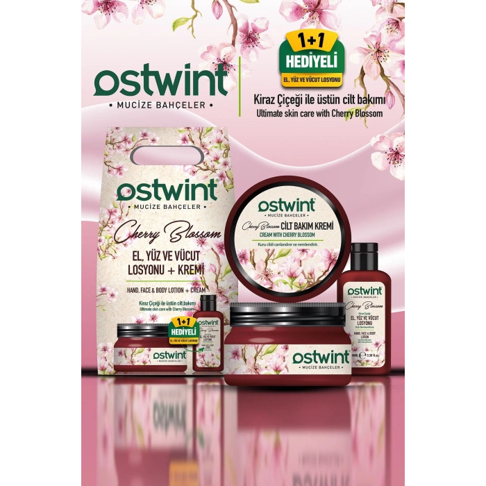 Ostwint Kiraz Çiçeği Cilt Bakım Kremi ve El Yüz Vücut Losyonu Set