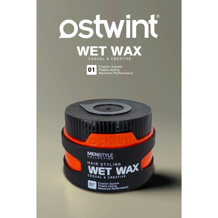 Ostwint Profesyonel Saç Şekillendirici Wet Wax, Doğal ve Güçlü Tutuş, Uzun Süreli Etki, No01 150ml