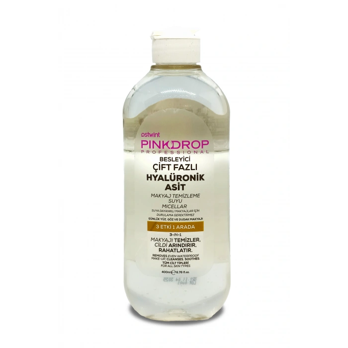 Pinkdrop Çift Fazlı Makyaj Temizleme Suyu 400 ml – Hyaluronic