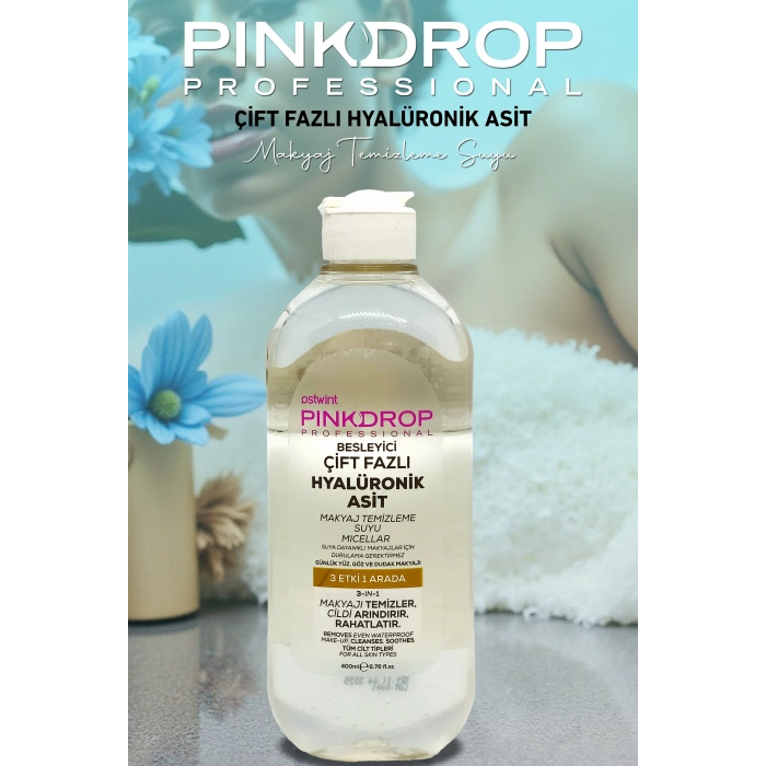 Pinkdrop Çift Fazlı Makyaj Temizleme Suyu 400 ml – Hyaluronic