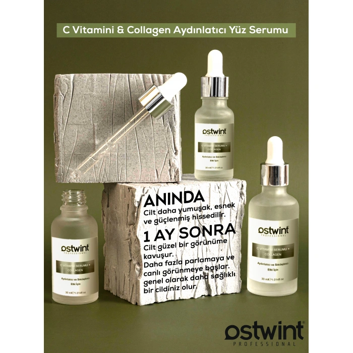 Ostwint C Vitamini & Collagen Yenileyici, Sıkılaştırıcı. Parlaklık Arttıcı, Leke Karştı Yüz Serumu