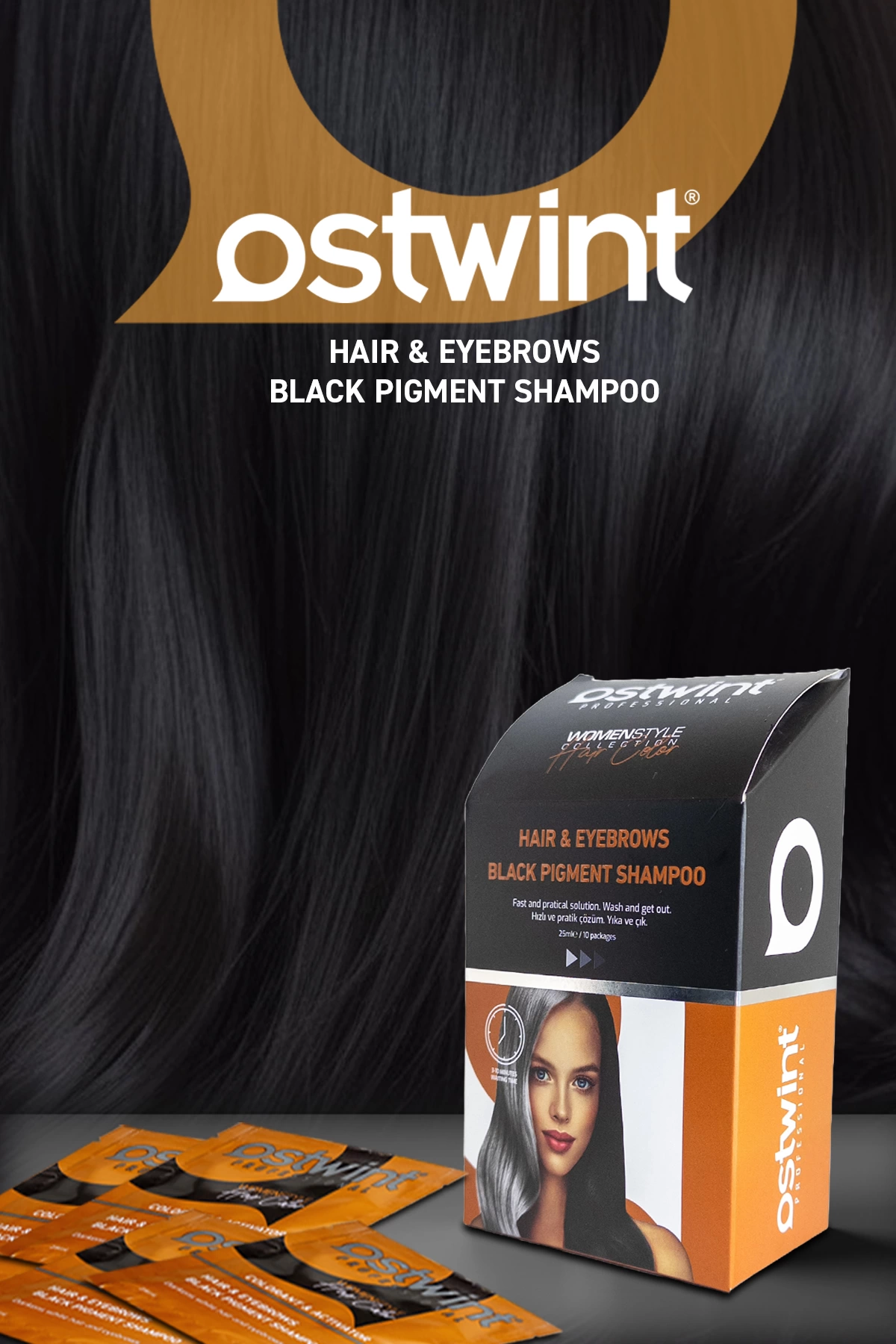 Ostwint Black Shampoo Bayan 25ml x 10 Adet Şaset ile Profesyonel