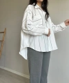 Cepli Çizgili Beyaz Gömlek