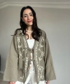 Çiçek Desen Müslin Kimono Yeşil