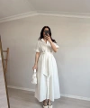 Keten Gömlek Elbise Beyaz