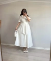 Keten Gömlek Elbise Beyaz