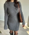 Mini Triko Gri Elbise