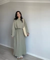 Müslim Kumaş Etek Takım Haki