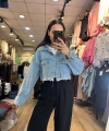 Parlak Crop Kot Ceket