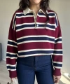 Polo Yaka Çizgili Kazak
