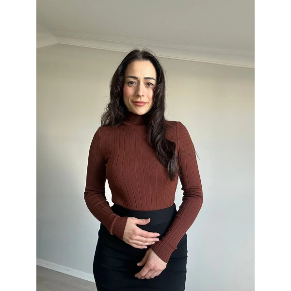 Fitilli Yarım Balıkçı Tarçın Triko Badi