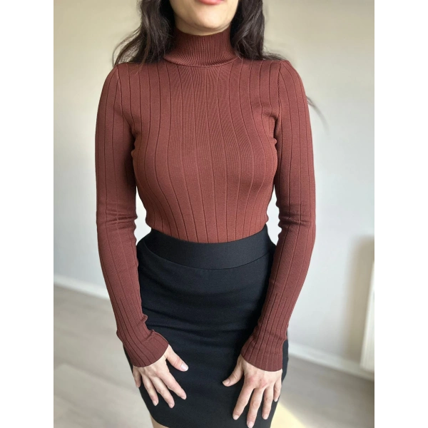 Fitilli Yarım Balıkçı Tarçın Triko Badi