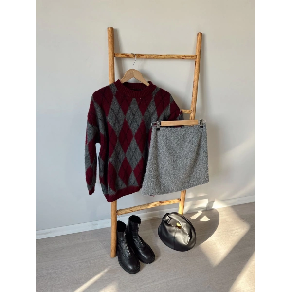 Kaşe Kumaş Etek Gri