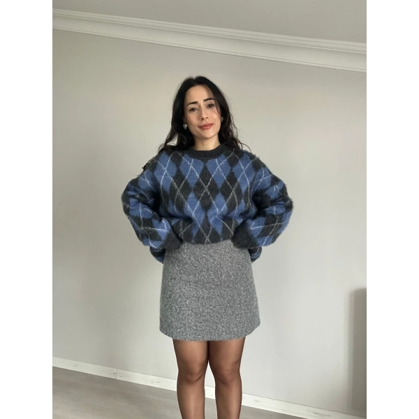 Kaşe Kumaş Etek Gri