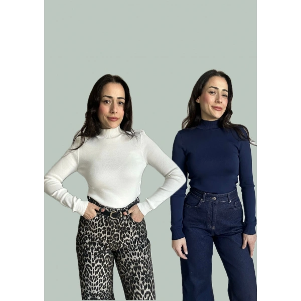 Lacivert Beyaz 2li Triko Badi