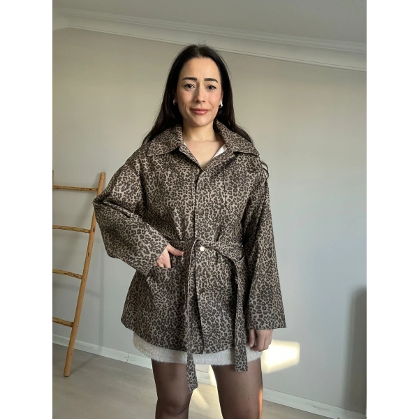 Leopar Desen Trençkot