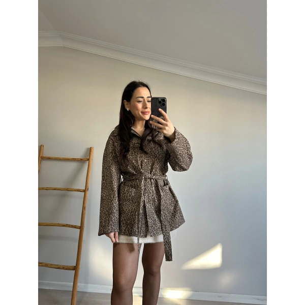 Leopar Desen Trençkot