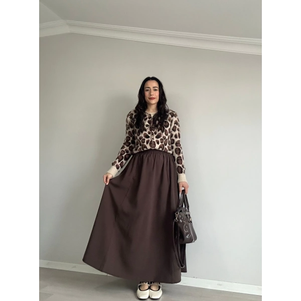 Leopar Desen Yumoş Hırka