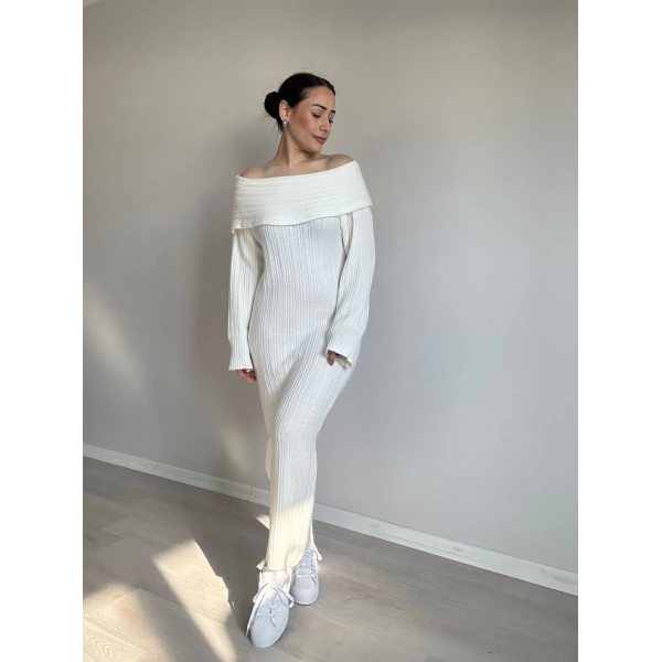 Madonna Yaka Triko Elbise