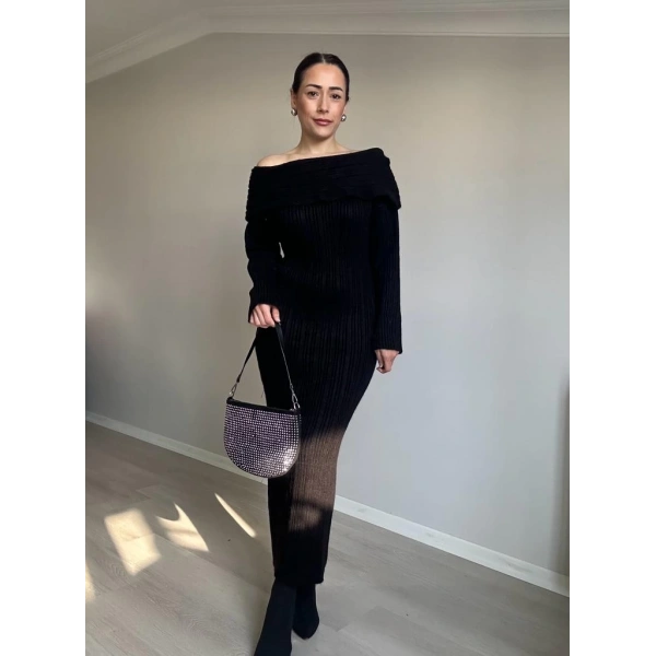 Madonna Yaka Triko Elbise