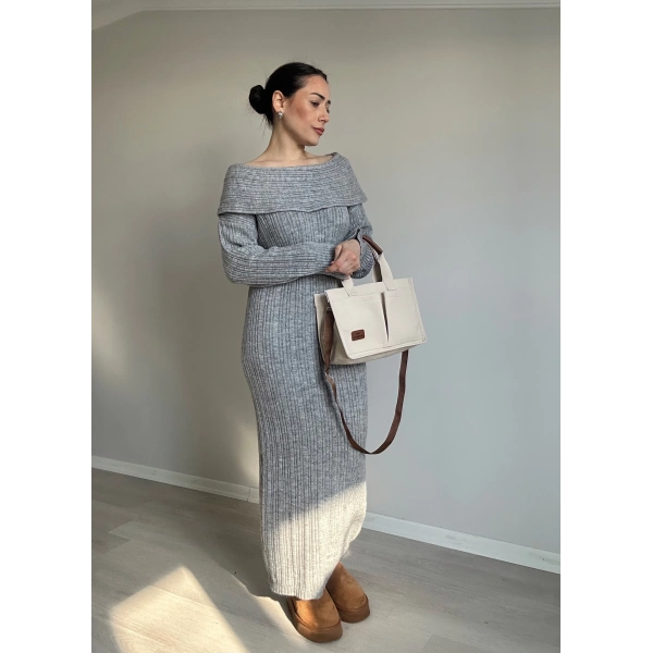 Madonna Yaka Triko Elbise