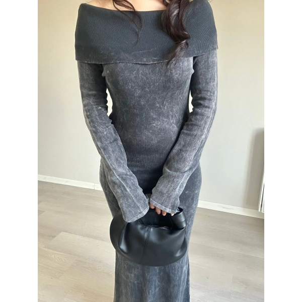 Madonna Yaka Yıkamalı Elbise