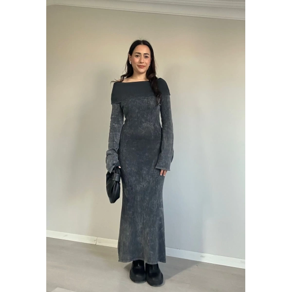 Madonna Yaka Yıkamalı Elbise