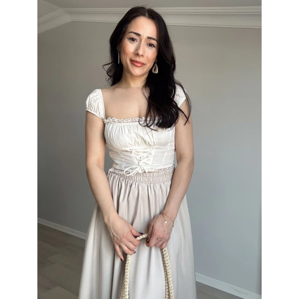 Önden Bağlamalı Büstiyer Beyaz