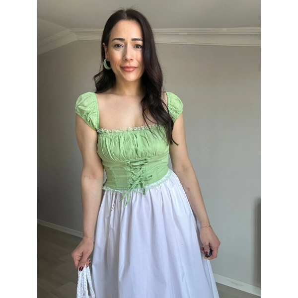 Önden Bağlamalı Büstiyer Yeşil