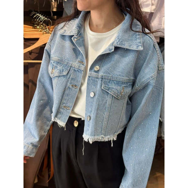 Parlak Crop Kot Ceket
