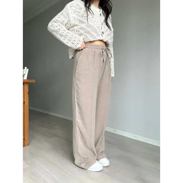 Tensel Kumaş Çimalı Pantolon