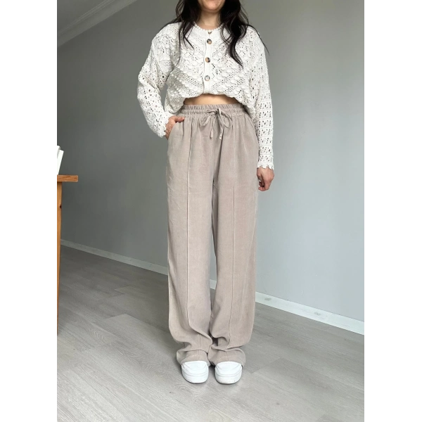 Tensel Kumaş Çimalı Pantolon