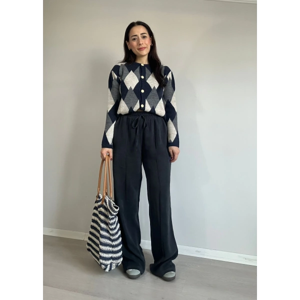 Tensel Kumaş Massi Palazzo Pantolon Antrasit