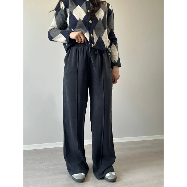 Tensel Kumaş Massi Palazzo Pantolon Antrasit