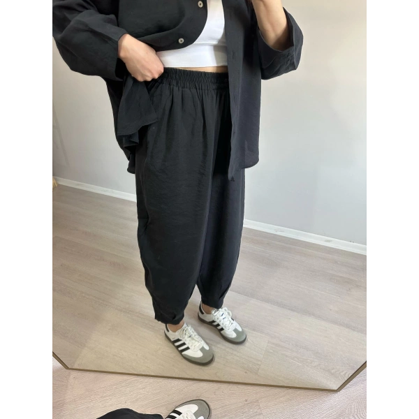 Tensel Kumaş Şalvar Gömlekli Takım