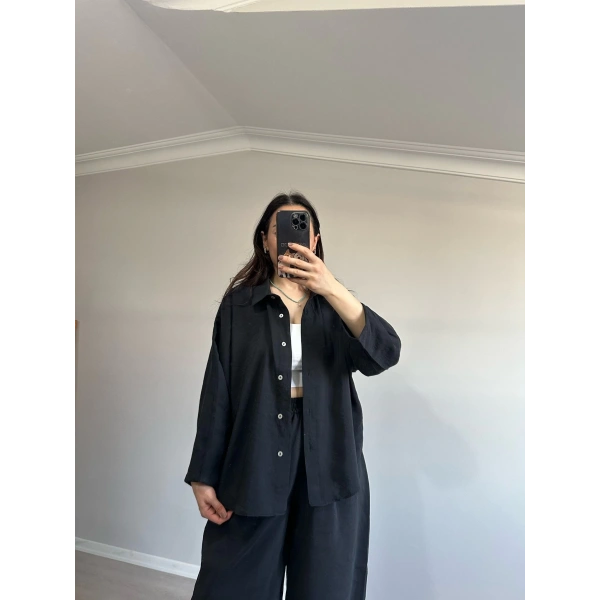 Tensel Kumaş Şalvar Gömlekli Takım