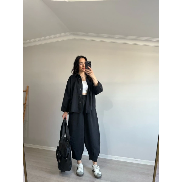 Tensel Kumaş Şalvar Gömlekli Takım